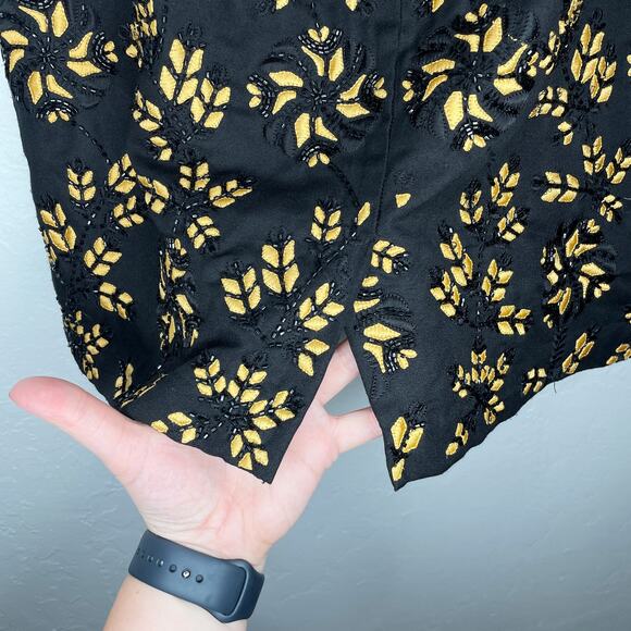 Reiss Opera Black Beaded Gold Leaf Floral Embroidered Mini Pencil Skirt 10 - Picture 10 of 13